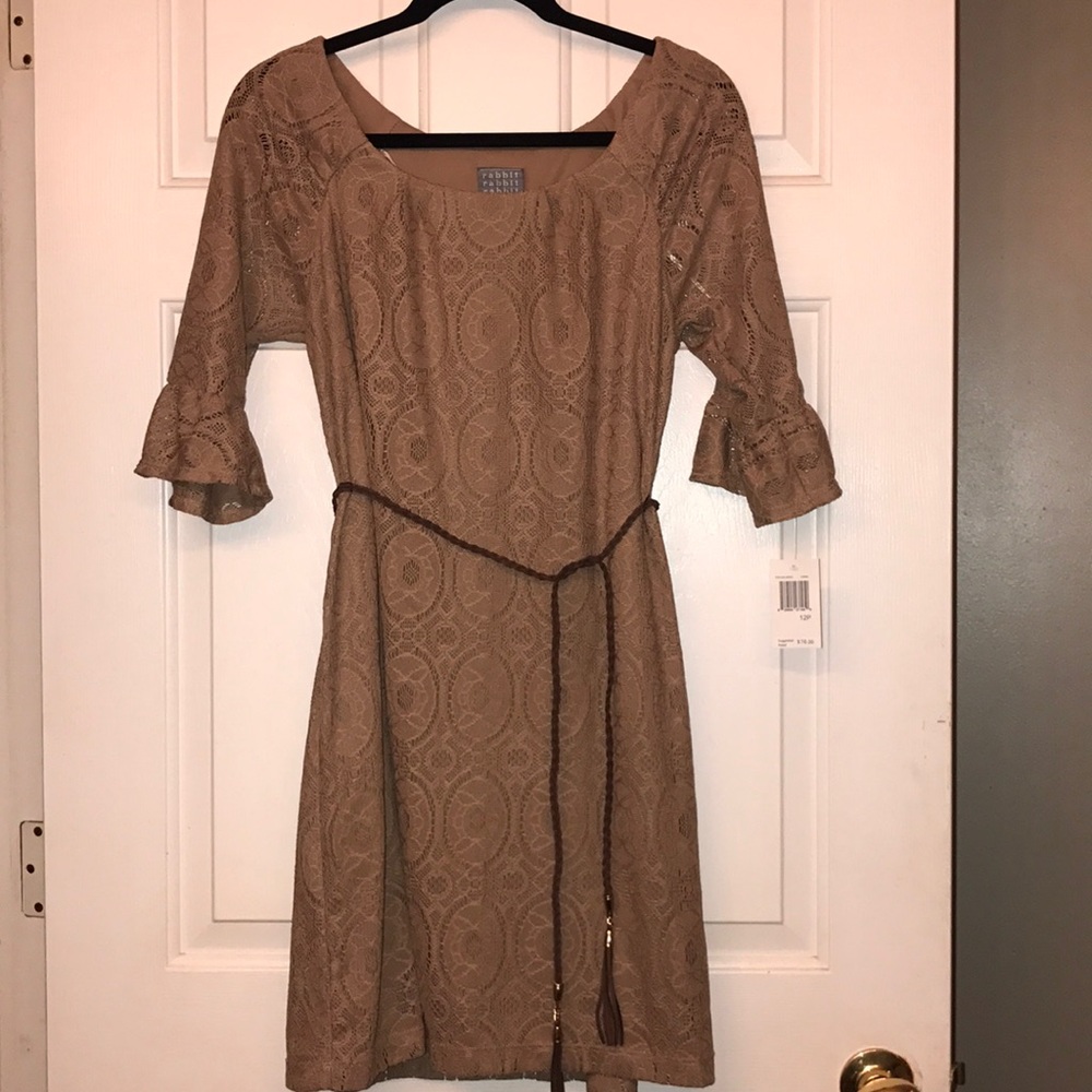 Cute Woman's Petite size 12 Tan Dress